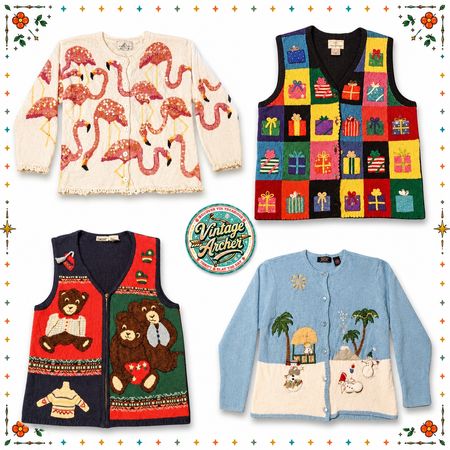 Vintage Heavy Knit Jumpers Unique Themed Flamingo/Beach/Teddy Bear/Gifts Mix: 10 Pcs (S-3)