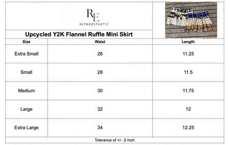 Upcycled Y2k Flanell Rüschens Minirock