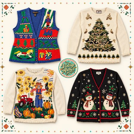 Suéteres e Cardigãs Vintage Festivos de Novidade: 10pcs (S6)