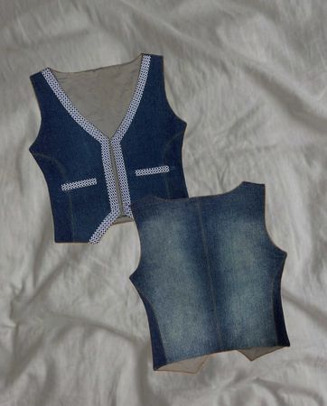 Upcycled Denim Contrast Trim Vest
