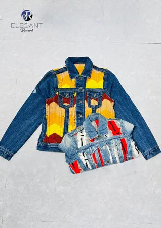 Veste en patchwork de denim upcyclé et poncho - EVR0489