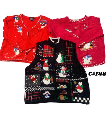 Großhandels-Vintage-Weihnachtspullover-Bundle | 10 Stück Damen-Festtagscardigans-Mix (Tiara International, Studio, S-3X) C#148