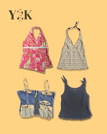 Pacchetto di Top Halter e Cami Vintage Y2K (Yv-837)