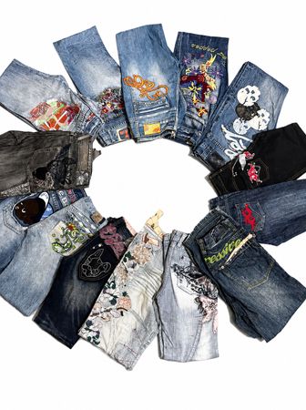 Y2k Ledish jeans embroidery  available quantity 100 peace grade A/B/C
