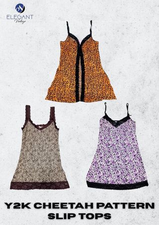 Y2K Cheetah Pattern Slip Tops - EV2396