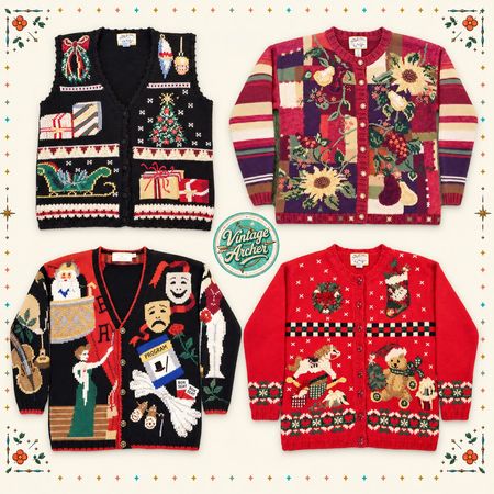 Vintage Heavy Knit Novelty Xmas Jumpers 10pcs (CM6)