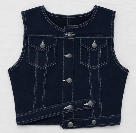 CR2206 UPCYCLED ASYMMETRISCHE DENIM-KORSAGILLETTE