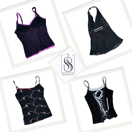 Y2K Black Cami Tops