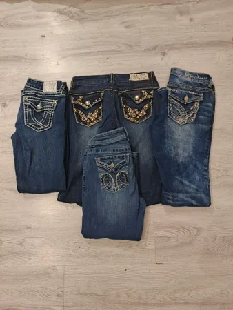 CR2208 JEANS ÉVASÉS EMBELLIS SANS MARQUE