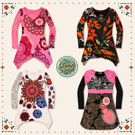 Y2K Desigual Graphic Long Sleeve Blouses: 10pcs (D8)