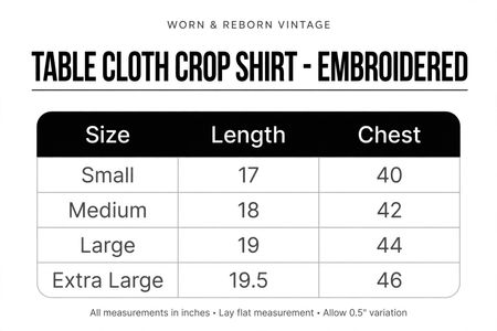 Upcycled table cover cropped tee WR1872