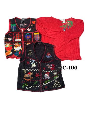 Großhandels Vintage Weihnachtspullover Bundle | 10 Stück Damen Holiday Cardigans Mix (Studio, Liz Claiborne, Quacker Factory S-3X) C#106
