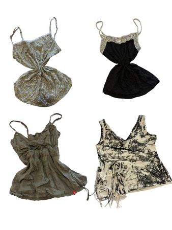 Y2K Olive Green Tiny Floral Print Camisoles-ST-281