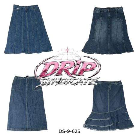 Vintage Wash Y2K Denim Midi  (DS-9-625)