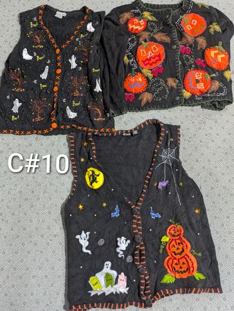 Gilets et cardigans tricotés vintage Halloween et automne en lot (9 pièces) C#10