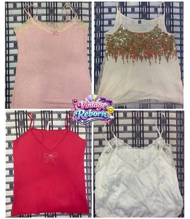 Y2K Vintage Sequin & Lace Cami Bundle | VR-331