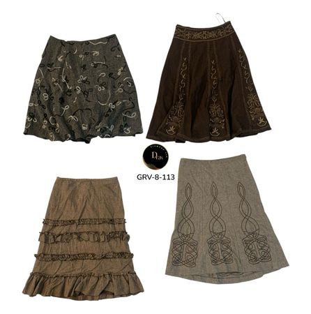 Women’s Vintage Wool Long Skirt – Elegant Winter Style. (GRV-8-113)
