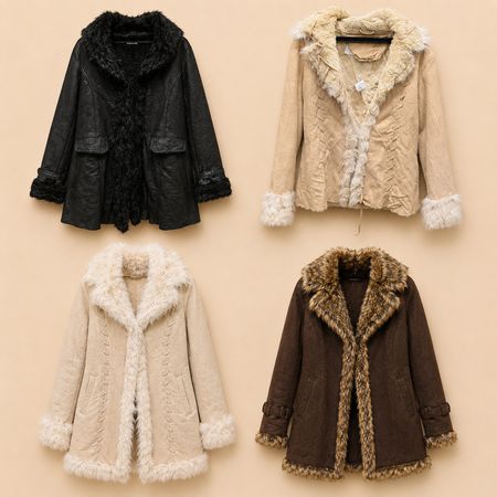 Y2K Faux Shearling Short Afghan Coat Bundle