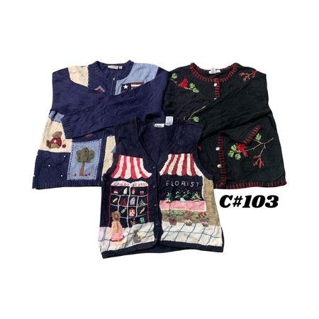 10-teiliges Vintage Cottagecore & gesticktes Pullover Bundle | C#103