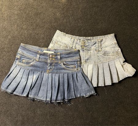 Upcycled Y2K Denim Pleated Mini Skirt