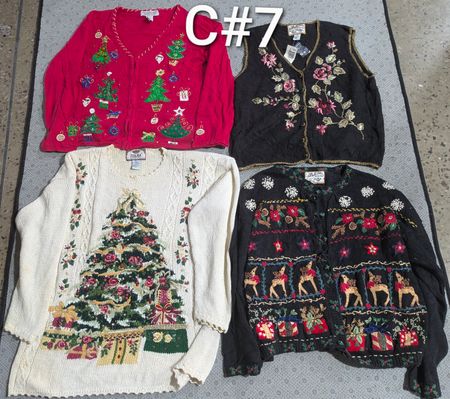 ビンテージクリスマスセーターカーディガンバンドル | 10点 Tiara & Heirloom ミックス (M-XL) C#7