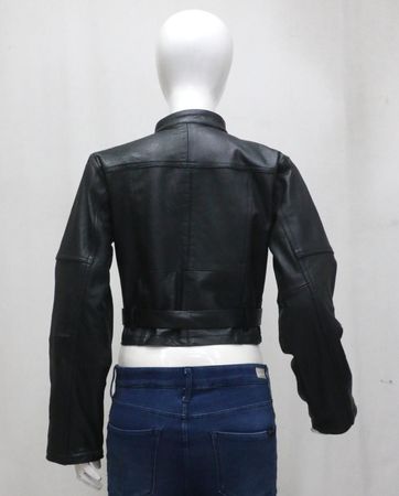 CR2066 UPCYCLED CROPPED MOTO LEATHER JACKET