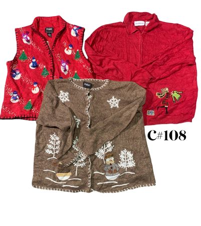 Großhandel Vintage Weihnachts-Pullover Bundle | 10 Stück Frauen Weihnachts-Cardigans Mix (Studio, M-XL) C#108