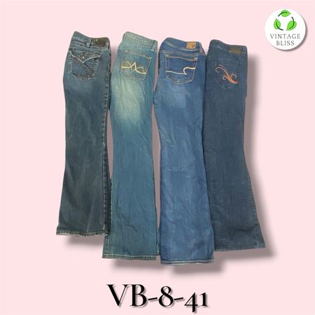 Y2K Vintage Embroidered Flare Jeans Wholesale Bundle Assorted Styles (VB-8-41) 8 piece