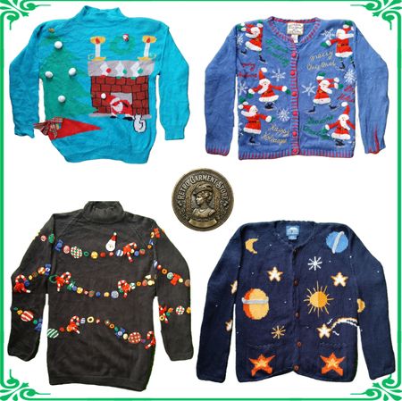 Vintage Heavy Knit Novelty Jumper Sweater Ugly Christmas Cardigans Lot A87