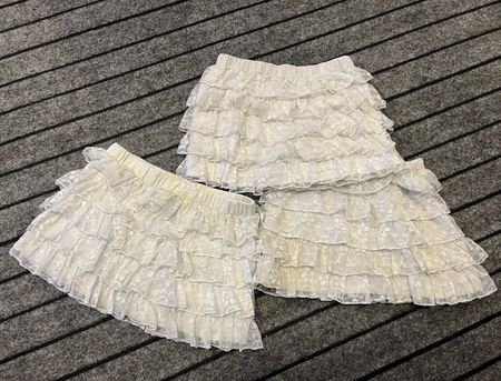 Upcycled Lace Ruffle Micro Mini Skirt