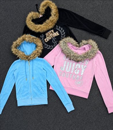 Juicy Couture Velour Fur Hooded Zip Hoodie | Women's | Original