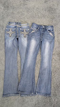 **Y2K Embellished Flare Jeans – 2000s Statement Denim Mix