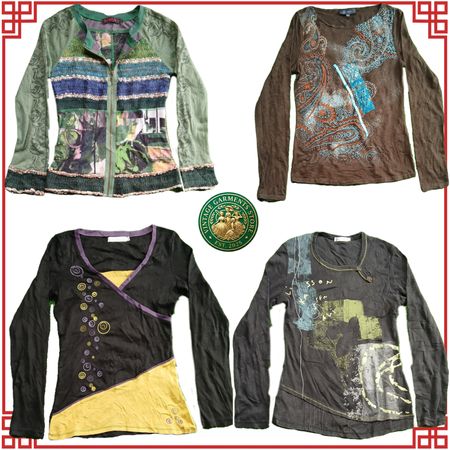 Vintage Y2K Ladies Long Sleeve Blouses Elegant Retro Tops Parcel #A6