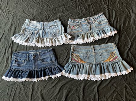 Upcycled Y2K Denim Micro Mini Skirts