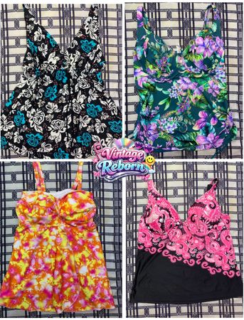 Y2K Vintage Tropical & Floral Tankini Top Bundle | VR-396
