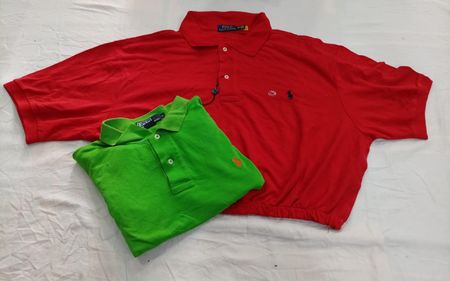 CR12759 Upcycled Polo Cropped T-Shirts