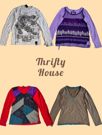 Y2K Graphic Print Long Sleeve Tops(TH/677)