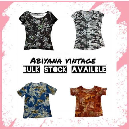 Y2K Mesh Baby Tee Bundle - Tropical Floral Burnout, Camo Hibiscus, Leopard Baroque & Tribal Palm Mix-AV-102