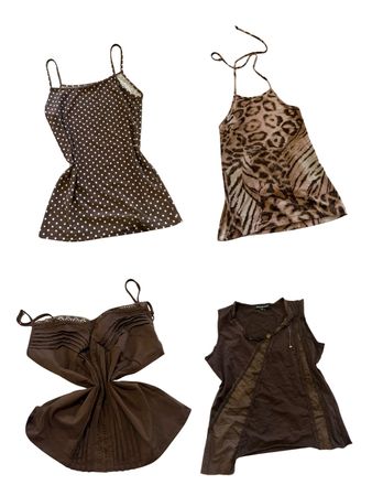 「Y2K Coffee Brown Graphic Print Camisoles-ST-280」
