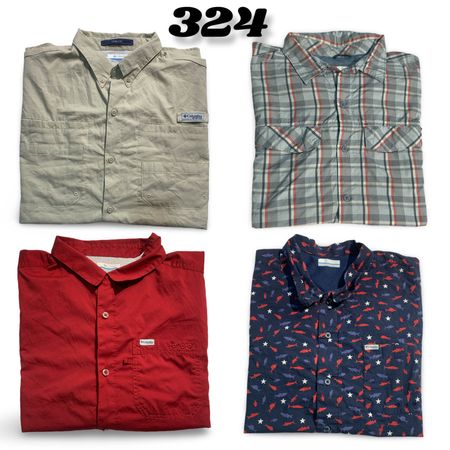 Men’s Technical Short- Long Sleeves Shirts Lot • Fishing, Plaid & Fish Print (brand) Columbia #324.