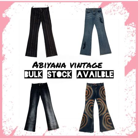 Y2K Flare Jeans - Striped, Embroidered, Acid Wash & Psychedelic Swirl Low Rise-AV-141