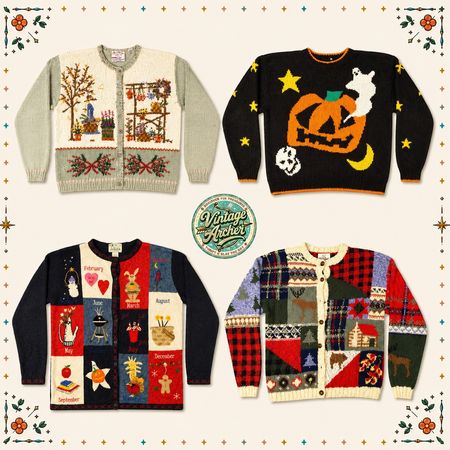Vintage Heavy Knit Novelty Jumpers Mix Bundle 10pcs (S10)
