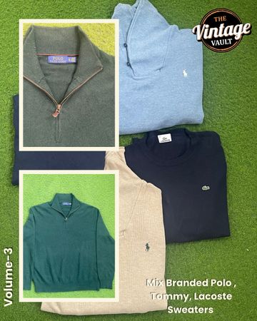 Pulls Mix Marqués de Ralph Lauren (Polo), Tommy & Lacoste, Volume : 3, 10 Pièces