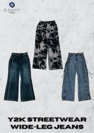 Y2K Streetwear Wide- Leg Jeans - EV2451