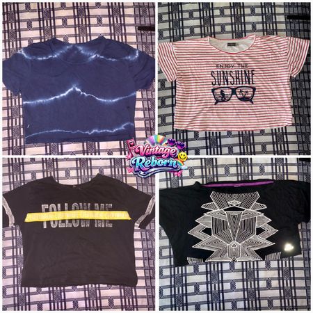 Y2K Vintage Graphic & Tie-Dye Crop Tee Bundle | VR-359