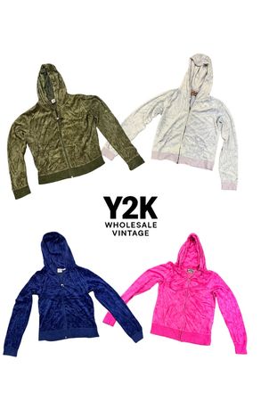 Y2K Vintage Velour Zip-Up Hoodies – Wholesale Collection (YWV15)