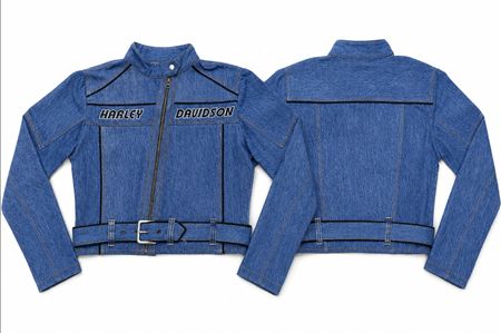CR2045 UPCYCLED MOTO BELTED DENIM JACKET