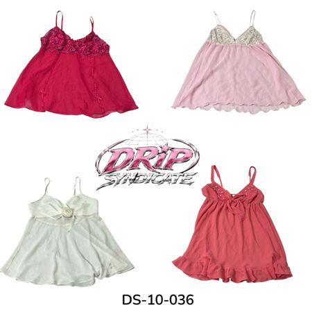 Lace Trim Y2K Slip Dress With Attitude (DS-10-036)