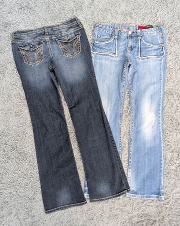 ***Y2K Embroidered Bell Bottom Jeans – Retro Style