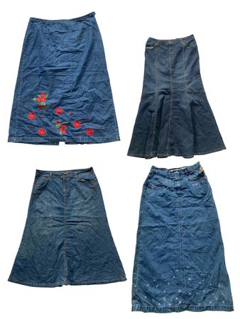 Vintage Y2K Denim Maxi Skirts – Embroidered & Detailed Mix